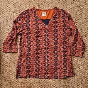 Chic Orange and Black Geometric Top